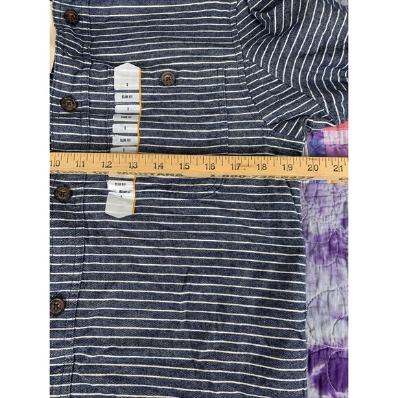 Duluth Trading Mens Small Free Swingin Striped Flannel Slim Fit Button Down - Picture 5 of 8